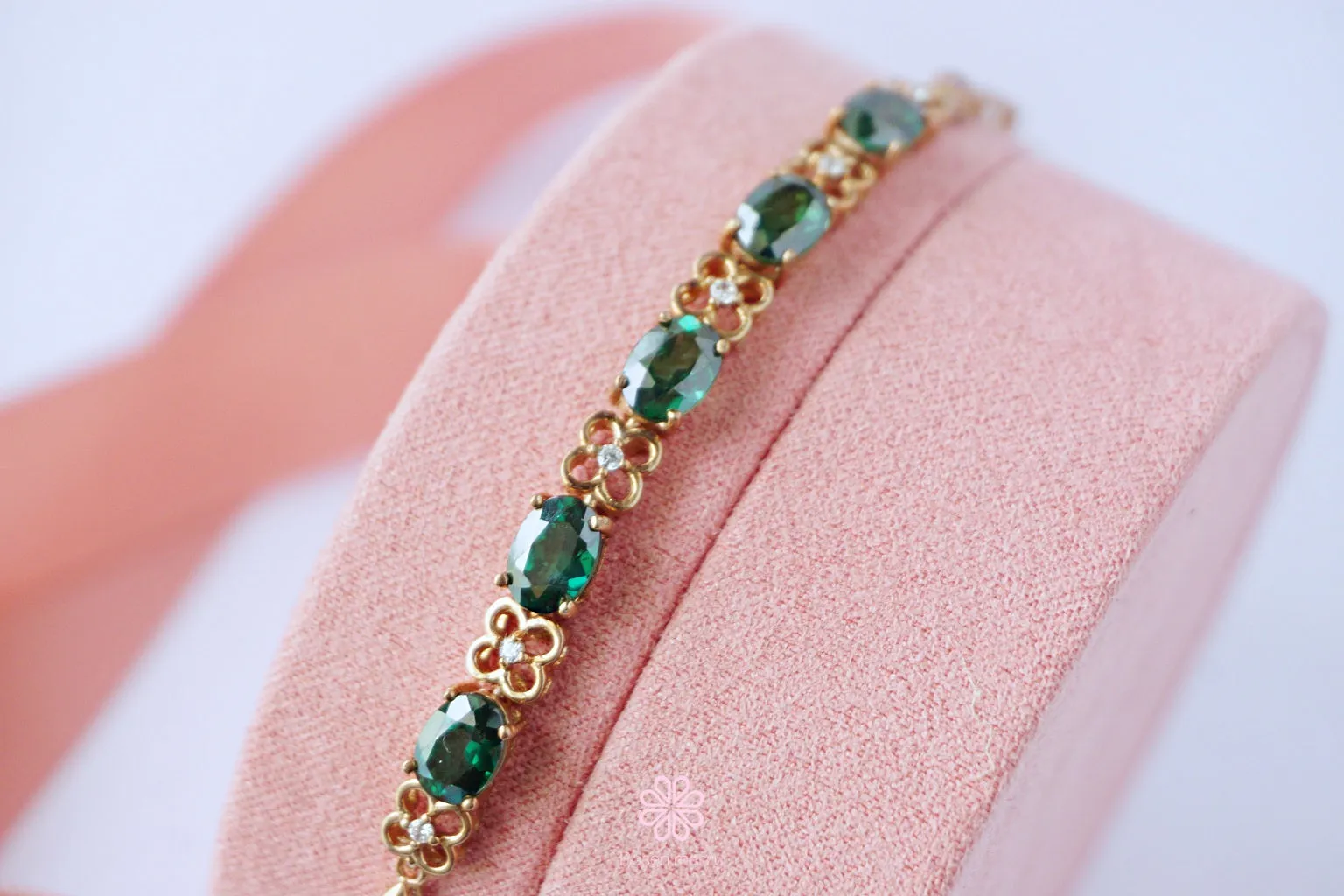 Natural Green Topaz Bracelet Sterling Silver925 With Rosegold Plated.