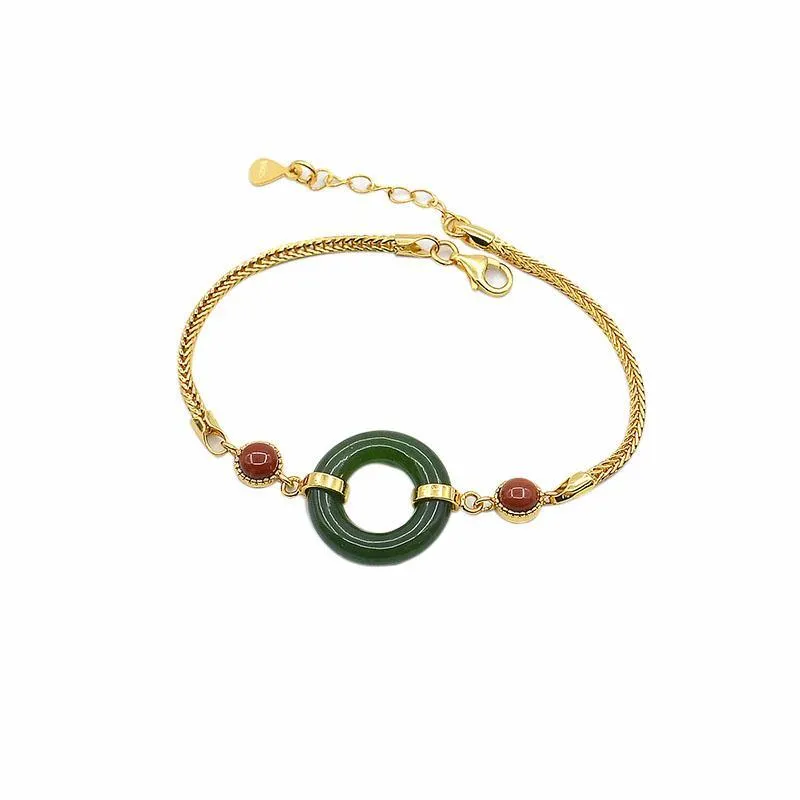 Natural Jade Bracelet Nephrite Agate Silver Bracelet NB137