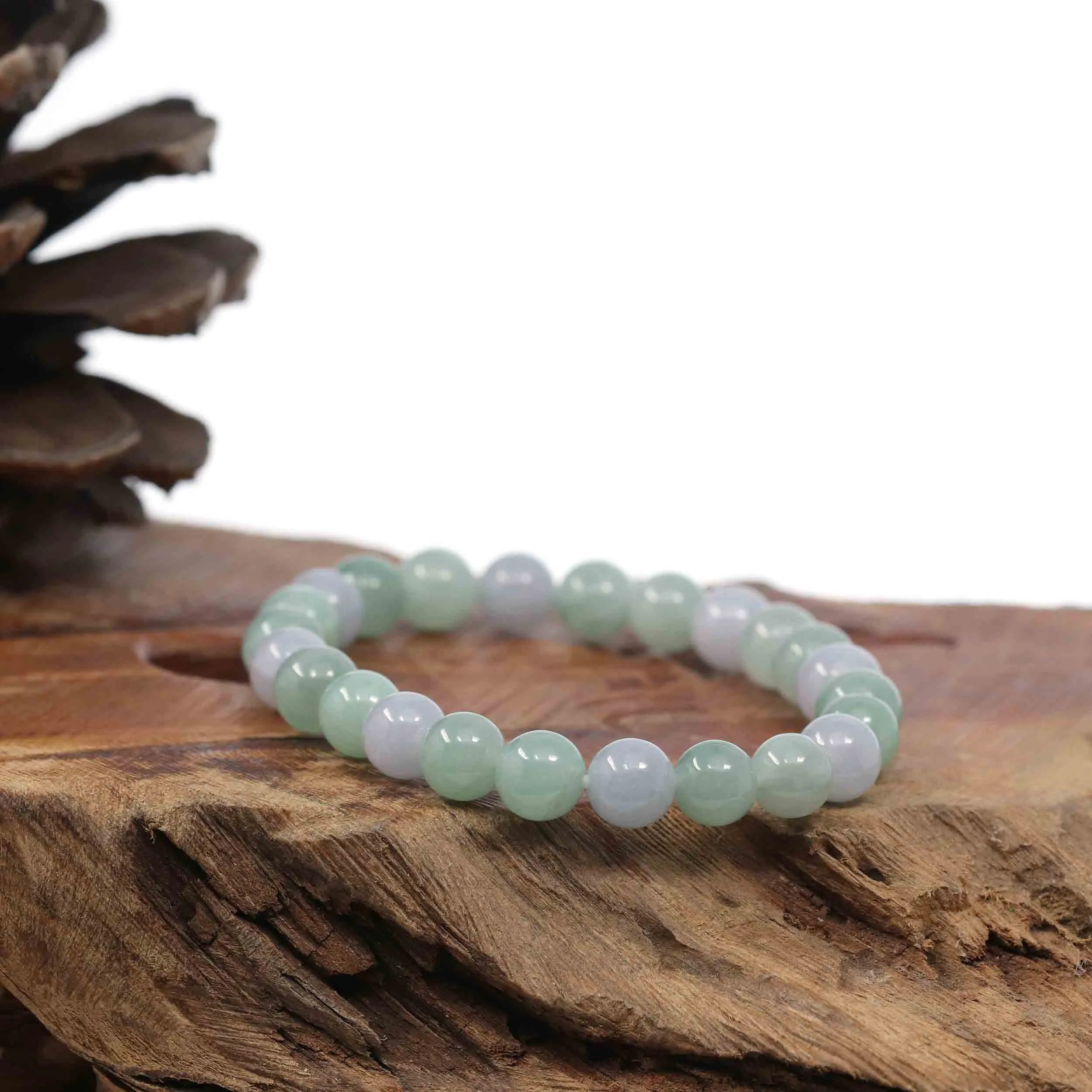 Natural Jadeite Jade Round Green Beads Bracelet ( 7.5 mm )