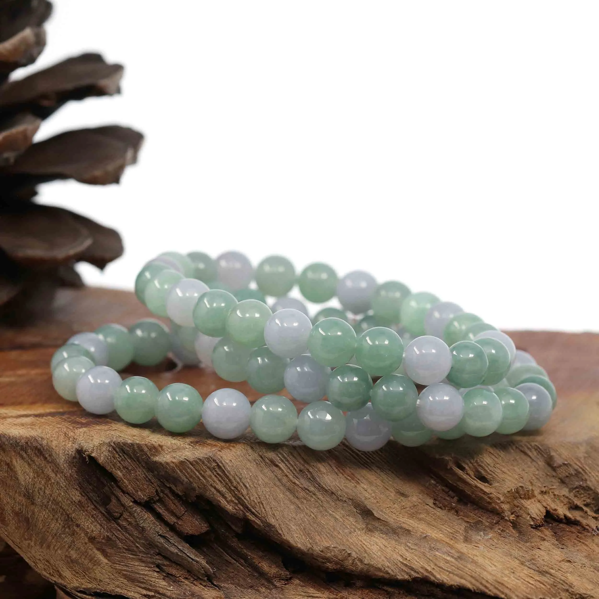 Natural Jadeite Jade Round Green Beads Bracelet ( 7.5 mm )