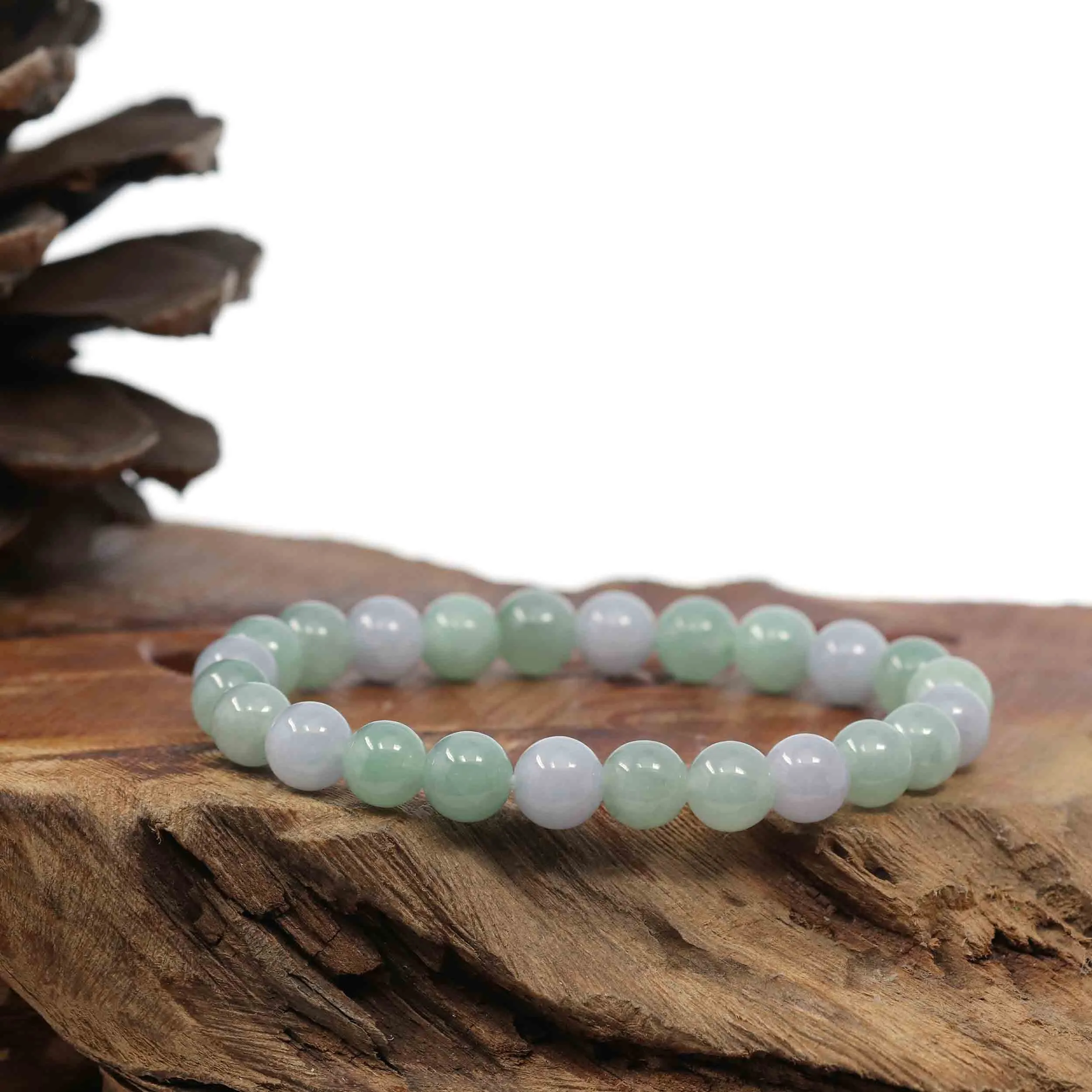 Natural Jadeite Jade Round Green Beads Bracelet ( 7.5 mm )