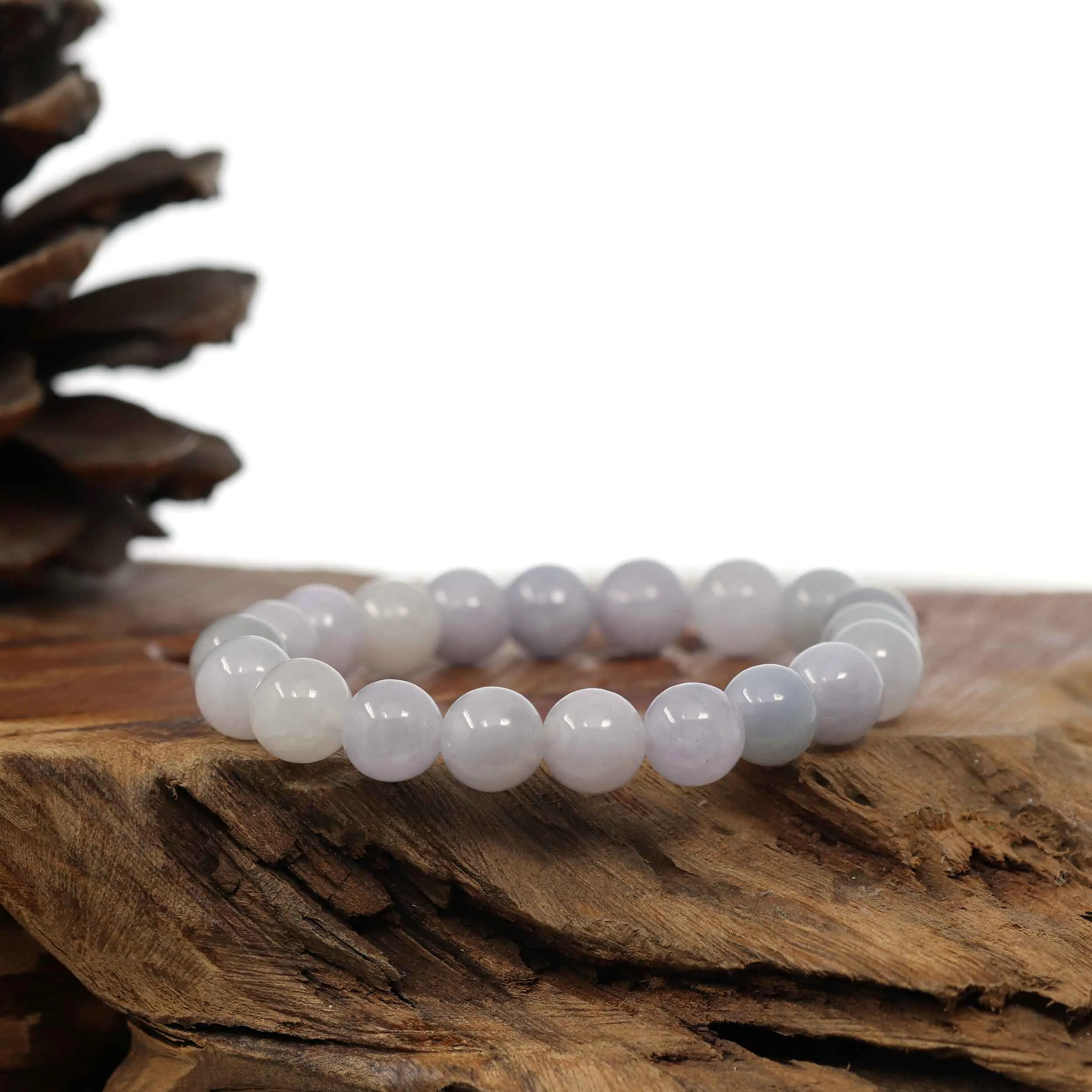 Natural Jadeite Jade Round Lavender Beads Bracelet ( 9.5 mm )