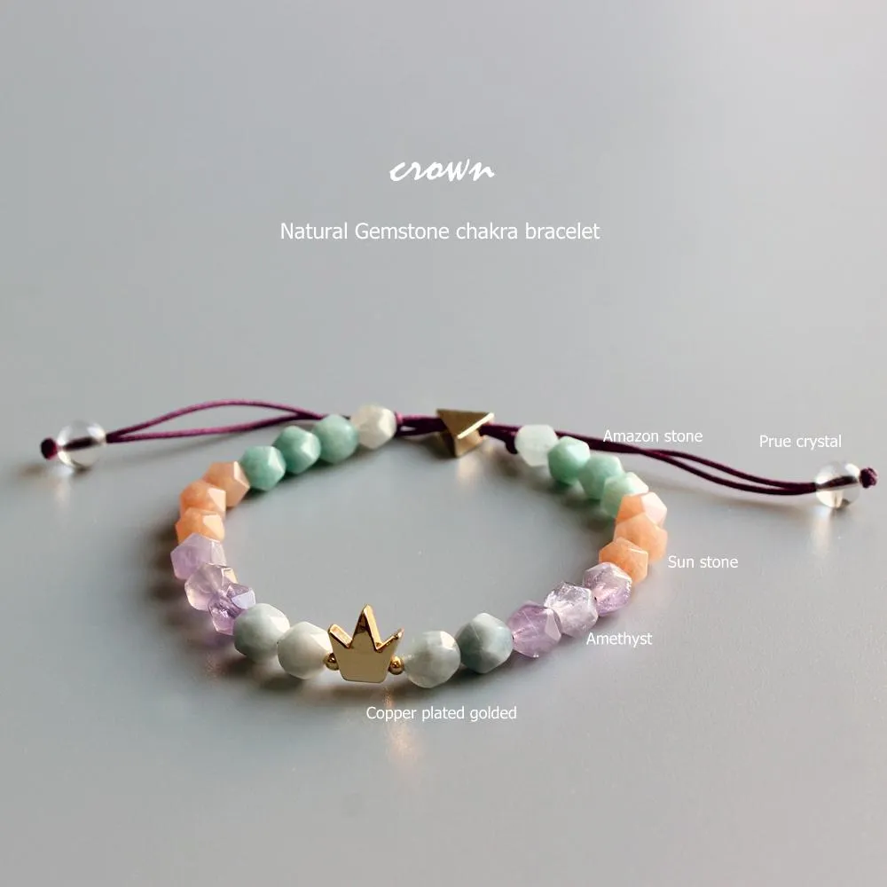 Natural Macaroon Faced Stones Queen Crown Bracelet