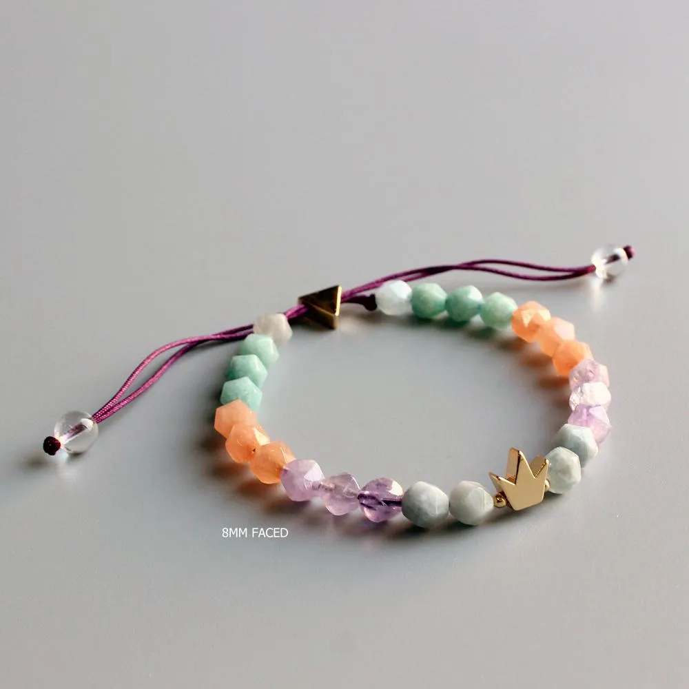 Natural Macaroon Faced Stones Queen Crown Bracelet