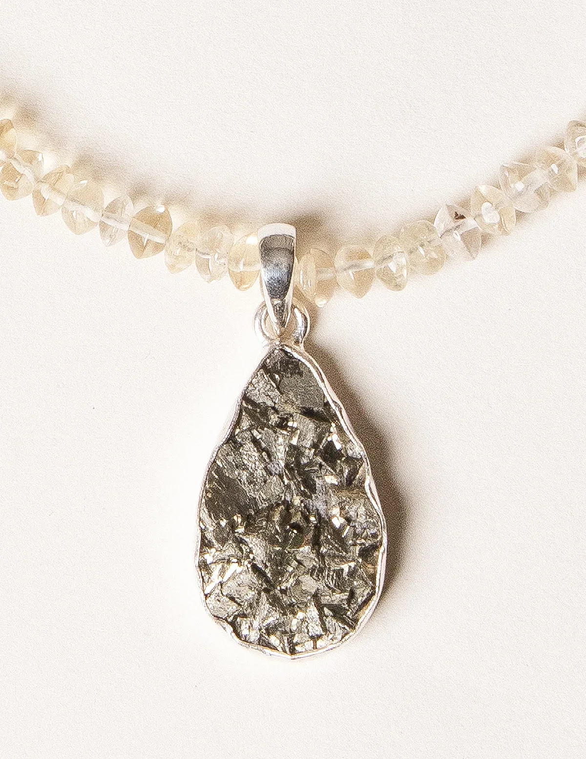 Natural Pyrite Pendant on Citrine Necklace - One of a Kind