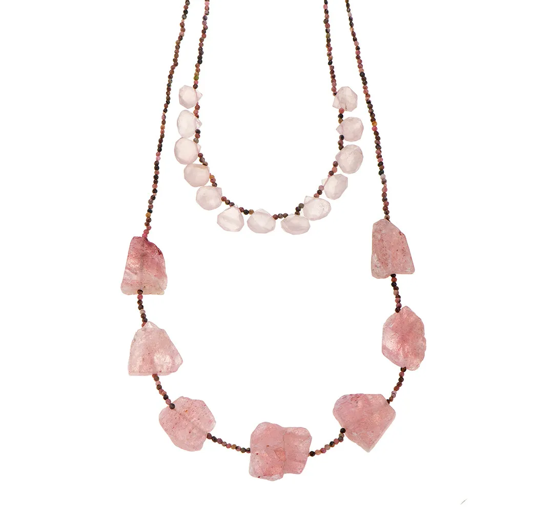 Nava Zahavi Raw Rose Quartz and Agat Necklace