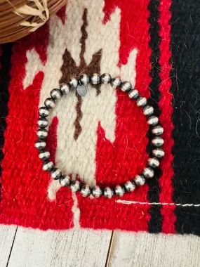 Navajo 6mm Sterling Silver Beaded Stretch Bracelet