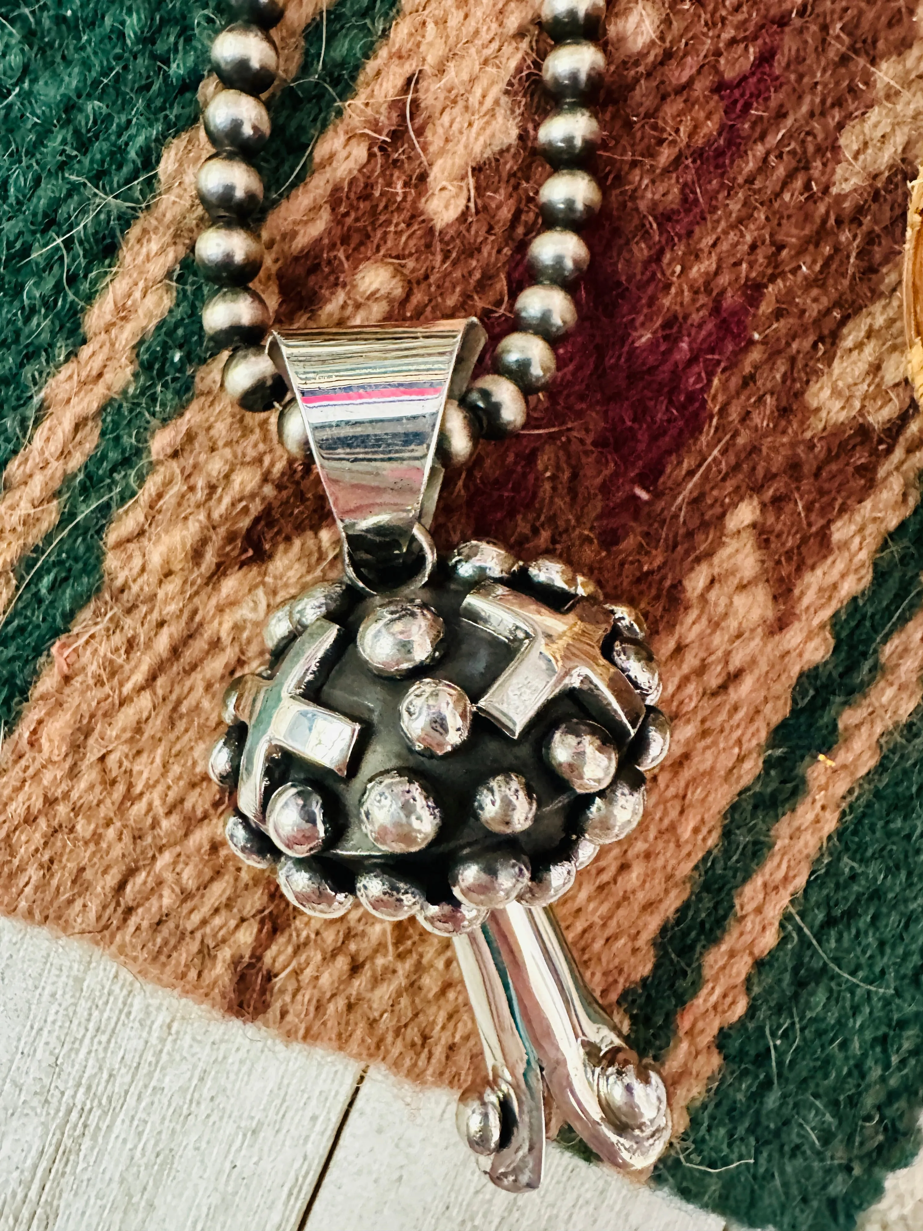 Navajo Sterling Silver Cross Blossom Pendant by Chimney Butte