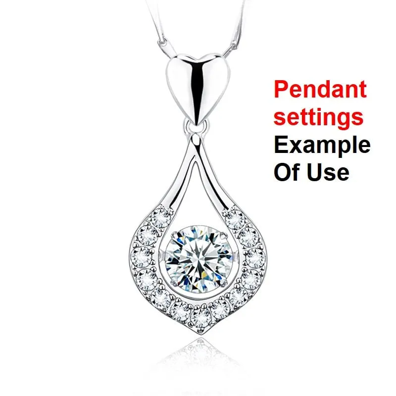 Necklace Pendant Setting Blank 8mm 1pc 2.1g 925 Sterling Silver for 1 Round Faceted Stone 4 Prongs CZ Semi Mount Wholesale Available