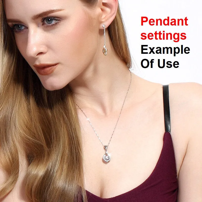 Necklace Pendant Setting Blank 8mm 1pc 2.1g 925 Sterling Silver for 1 Round Faceted Stone 4 Prongs CZ Semi Mount Wholesale Available