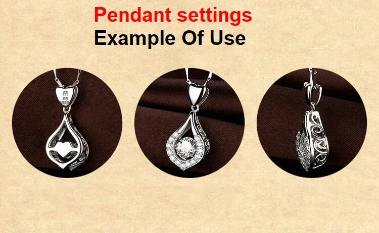 Necklace Pendant Setting Blank 8mm 1pc 2.1g 925 Sterling Silver for 1 Round Faceted Stone 4 Prongs CZ Semi Mount Wholesale Available