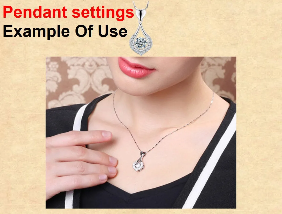 Necklace Pendant Setting Blank 8mm 1pc 2.1g 925 Sterling Silver for 1 Round Faceted Stone 4 Prongs CZ Semi Mount Wholesale Available