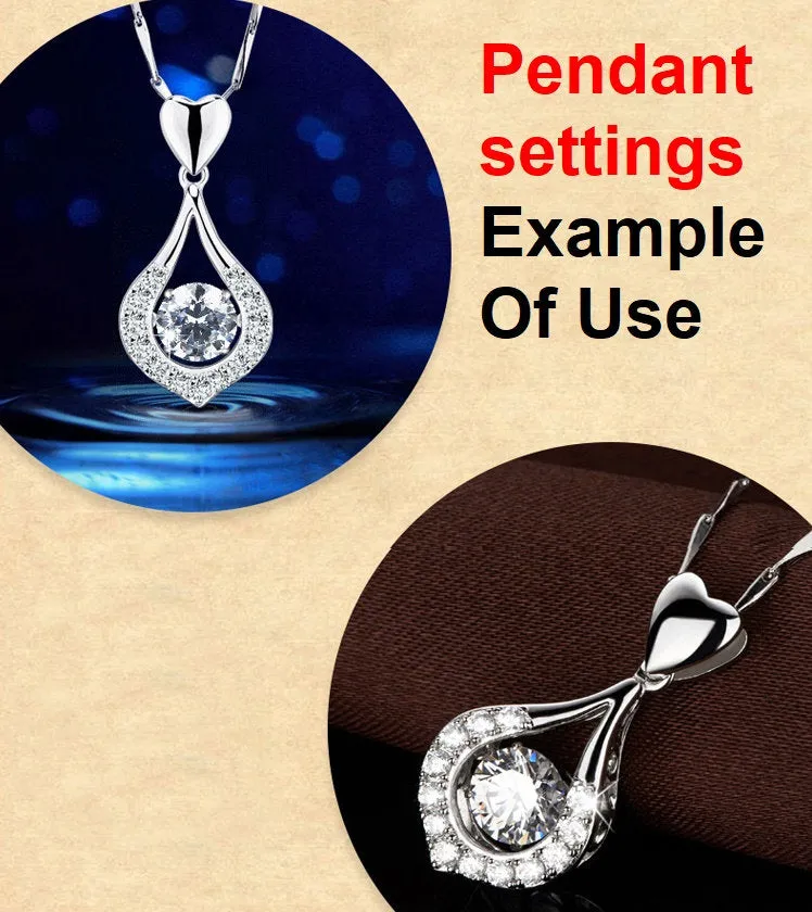 Necklace Pendant Setting Blank 8mm 1pc 2.1g 925 Sterling Silver for 1 Round Faceted Stone 4 Prongs CZ Semi Mount Wholesale Available