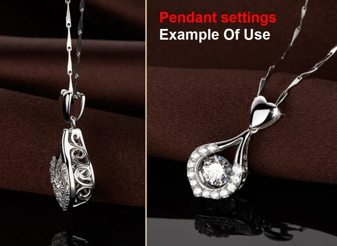 Necklace Pendant Setting Blank 8mm 1pc 2.1g 925 Sterling Silver for 1 Round Faceted Stone 4 Prongs CZ Semi Mount Wholesale Available