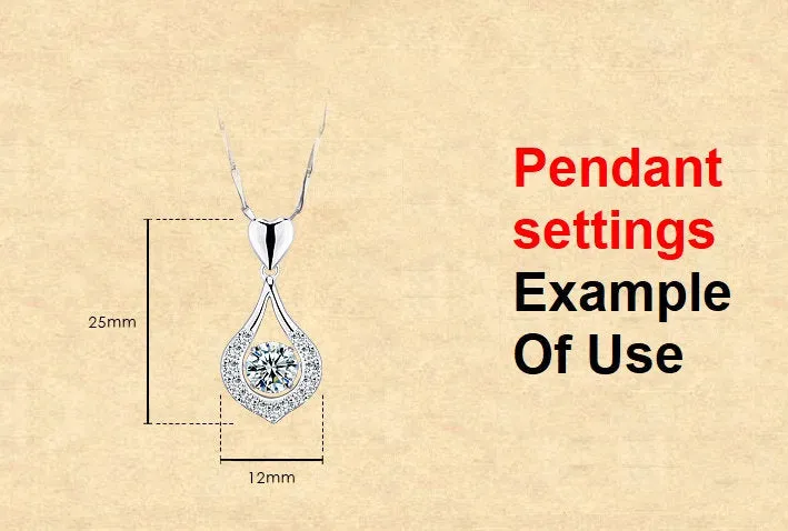 Necklace Pendant Setting Blank 8mm 1pc 2.1g 925 Sterling Silver for 1 Round Faceted Stone 4 Prongs CZ Semi Mount Wholesale Available