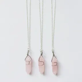 Necklace - Rose Quartz Wire Wrap