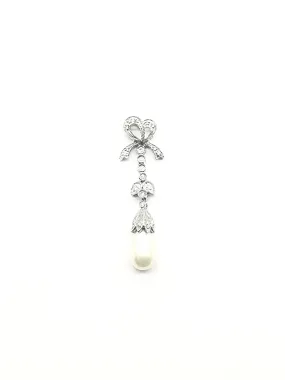 NEW 14k Diamond and Pearl Bow Pendant