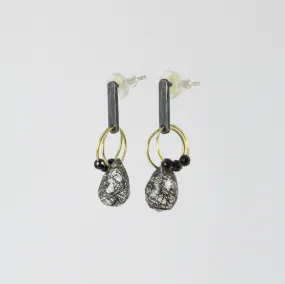 NEW! Mini Tangle Earrings with Tourmalinated Quartz and Spinel by Heather Guidero