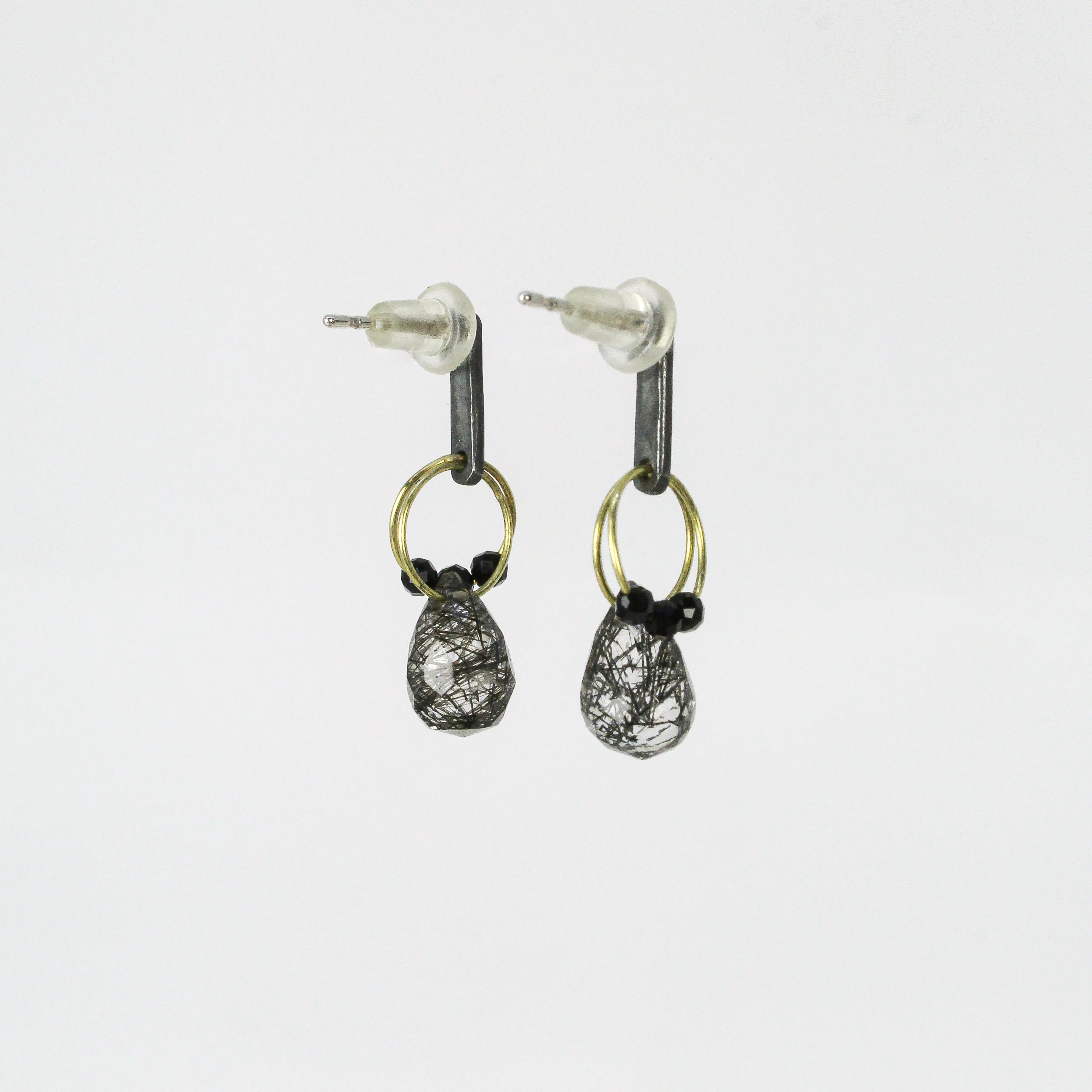 NEW! Mini Tangle Earrings with Tourmalinated Quartz and Spinel by Heather Guidero