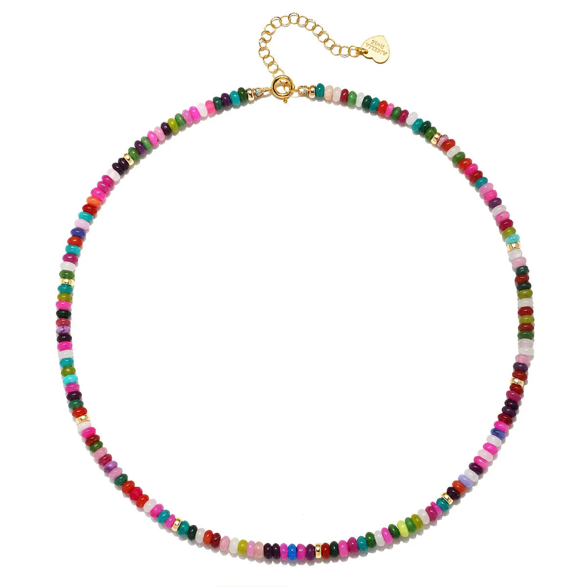 New!  Rainbow Quartz Banded Necklace