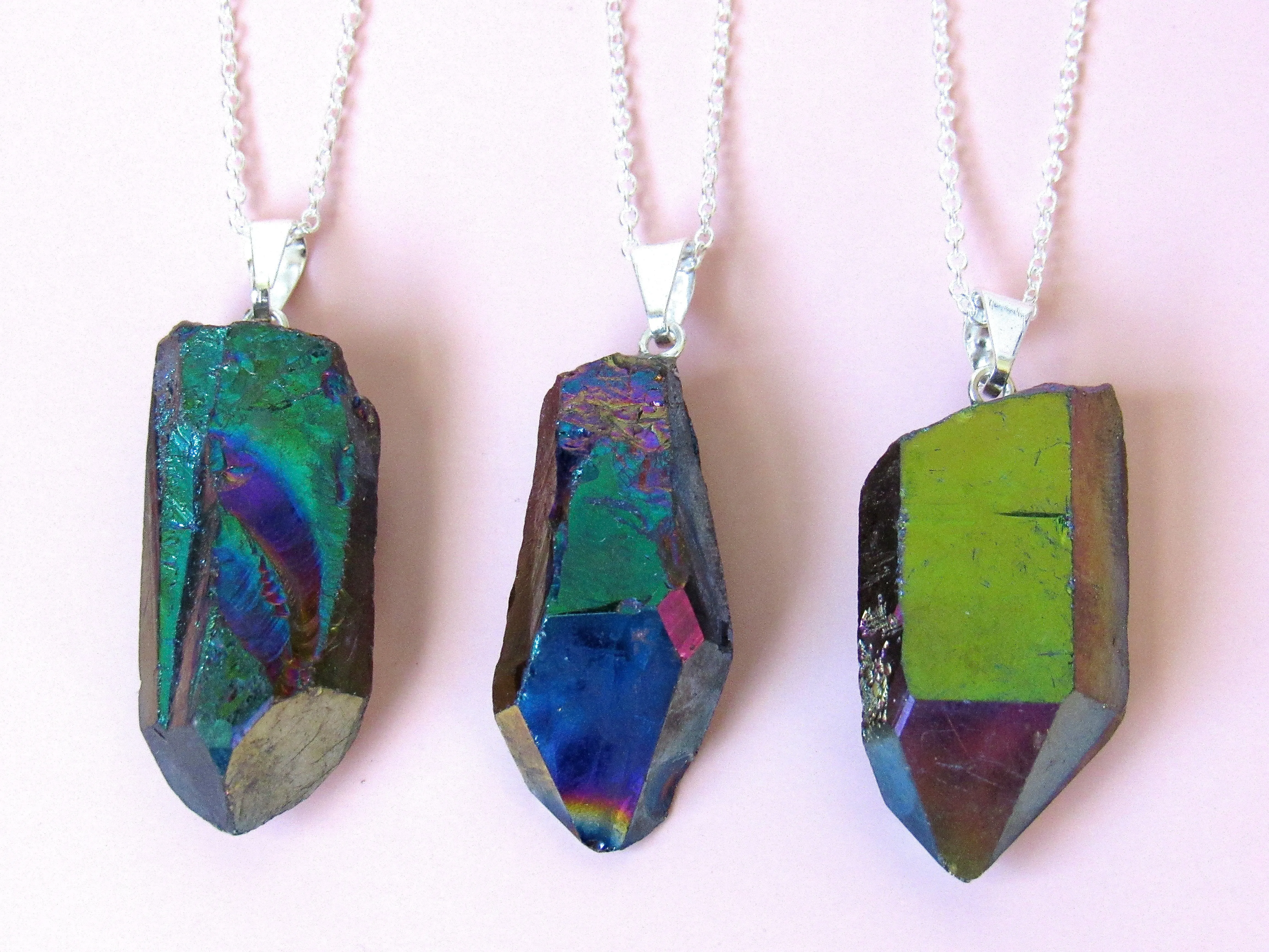 (New!) Titanium Aura Quartz Necklaces