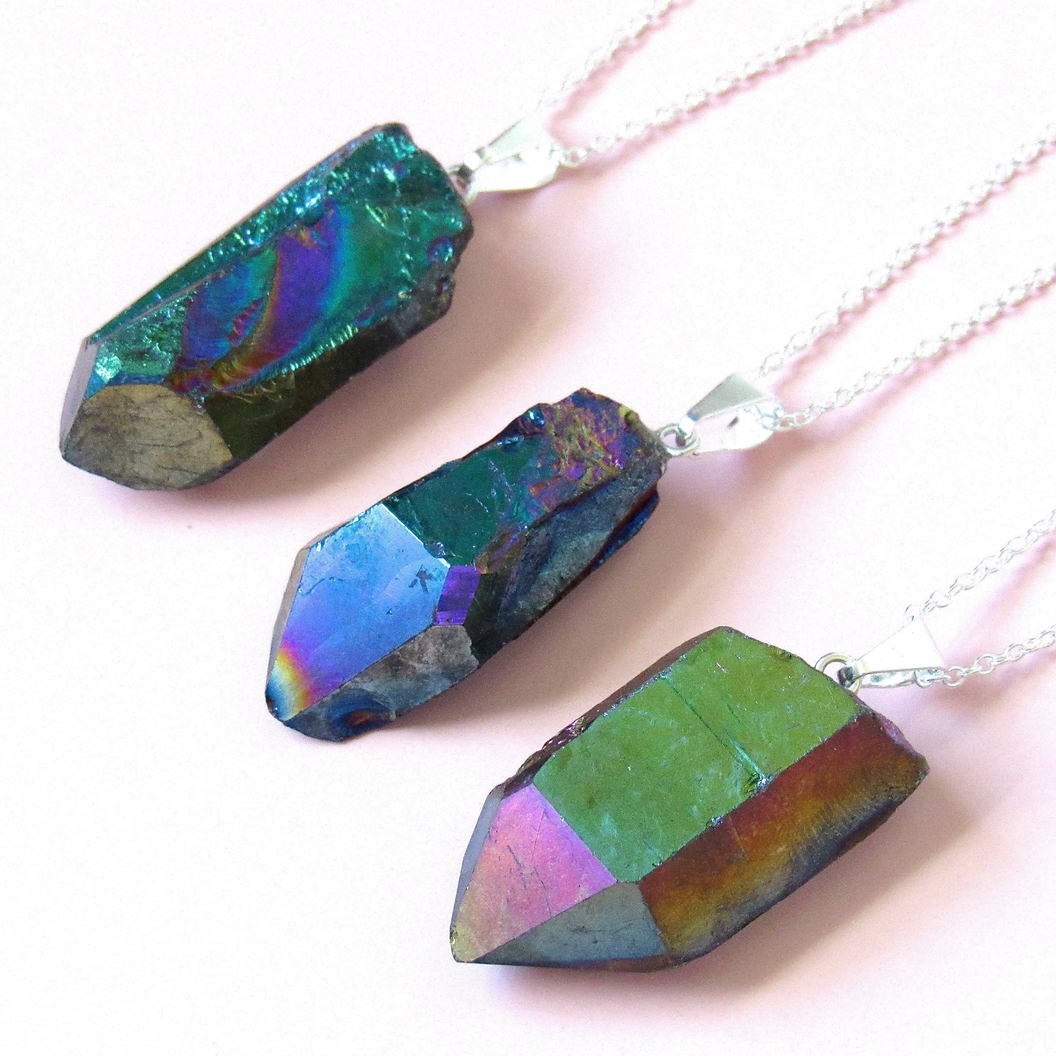 (New!) Titanium Aura Quartz Necklaces