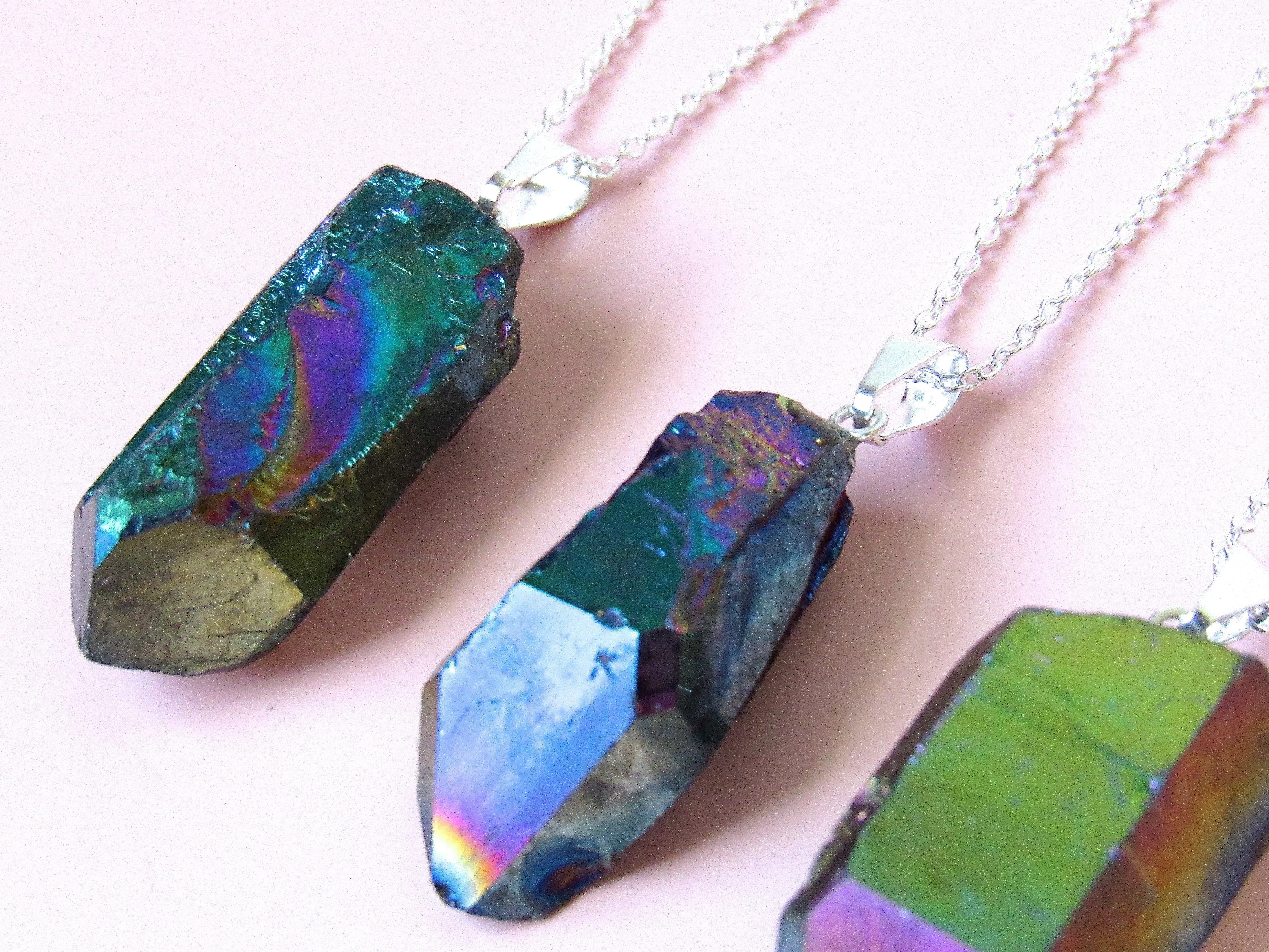 (New!) Titanium Aura Quartz Necklaces