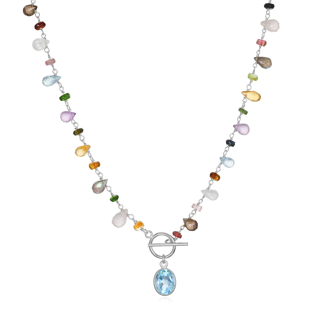 New! Wildflower Toggle Necklace-Sky Blue Topaz