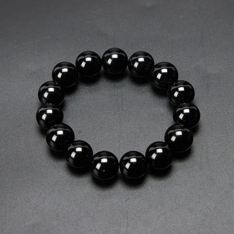 Obsidian Bracelet Beaded Round Beads Obsidian