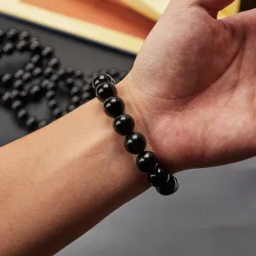 Obsidian Bracelet Beaded Round Beads Obsidian