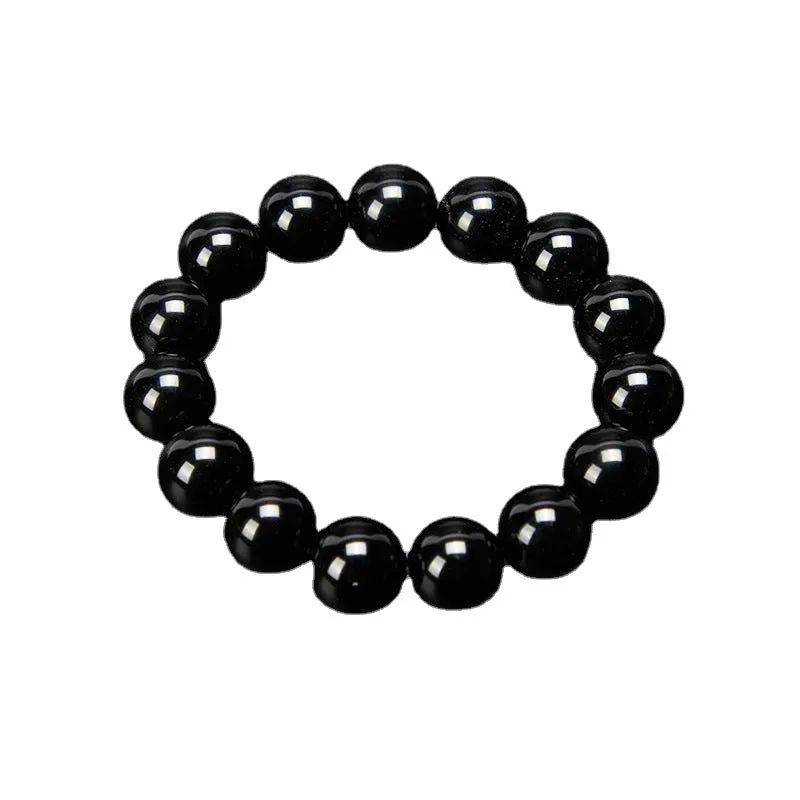 Obsidian Bracelet Beaded Round Beads Obsidian