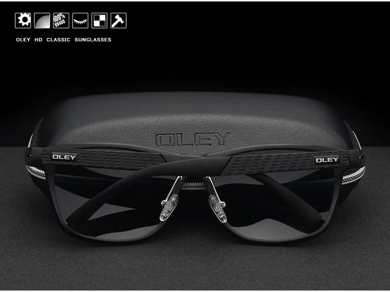 Oley Brand Men's Polarized Sunglasses Business Classic Full Frame Aluminum Magnesium Y0934