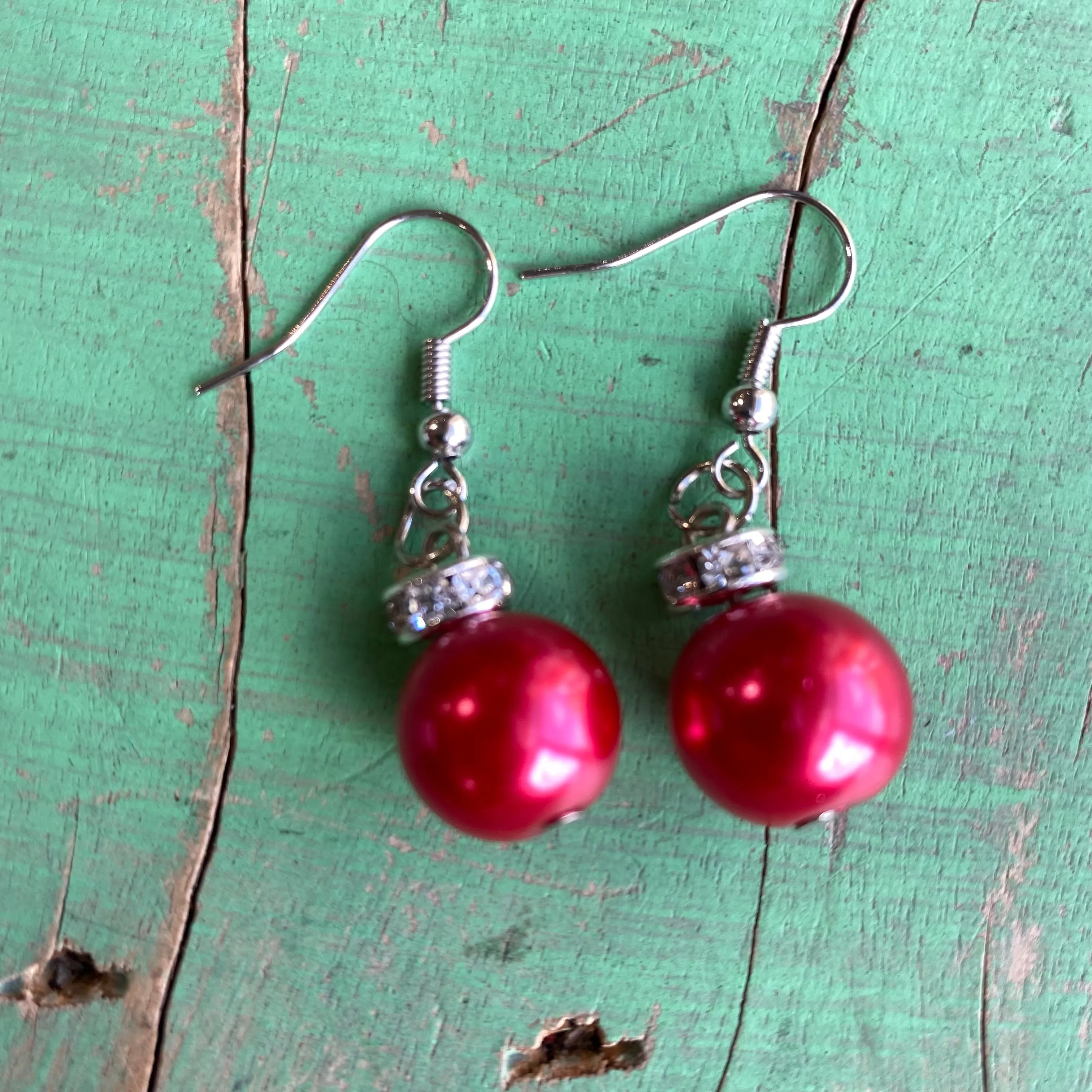 OLG Red Pearl Earring and Bracelet Set