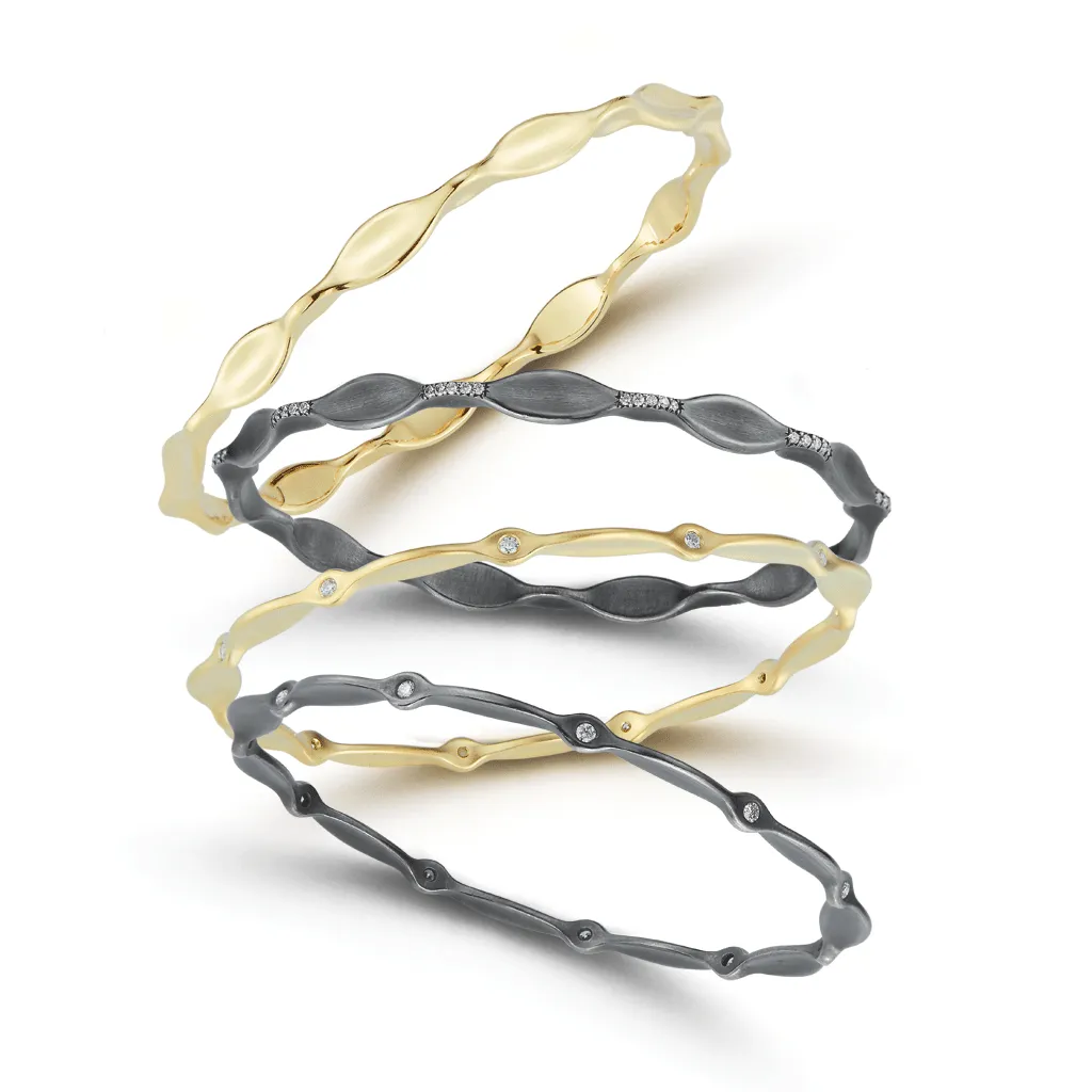 On the Edge Yellow Gold Stack Bracelet