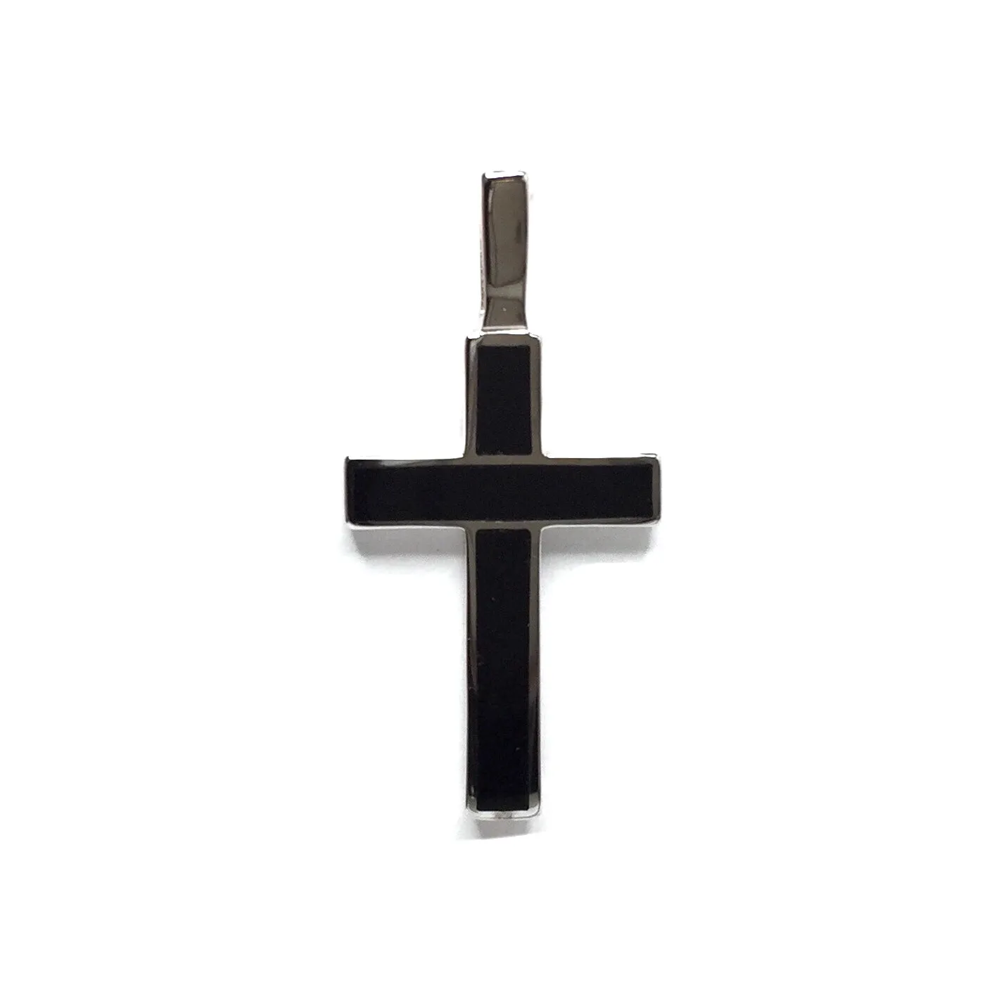 Onyx 3 Section Inlaid Cross Pendant