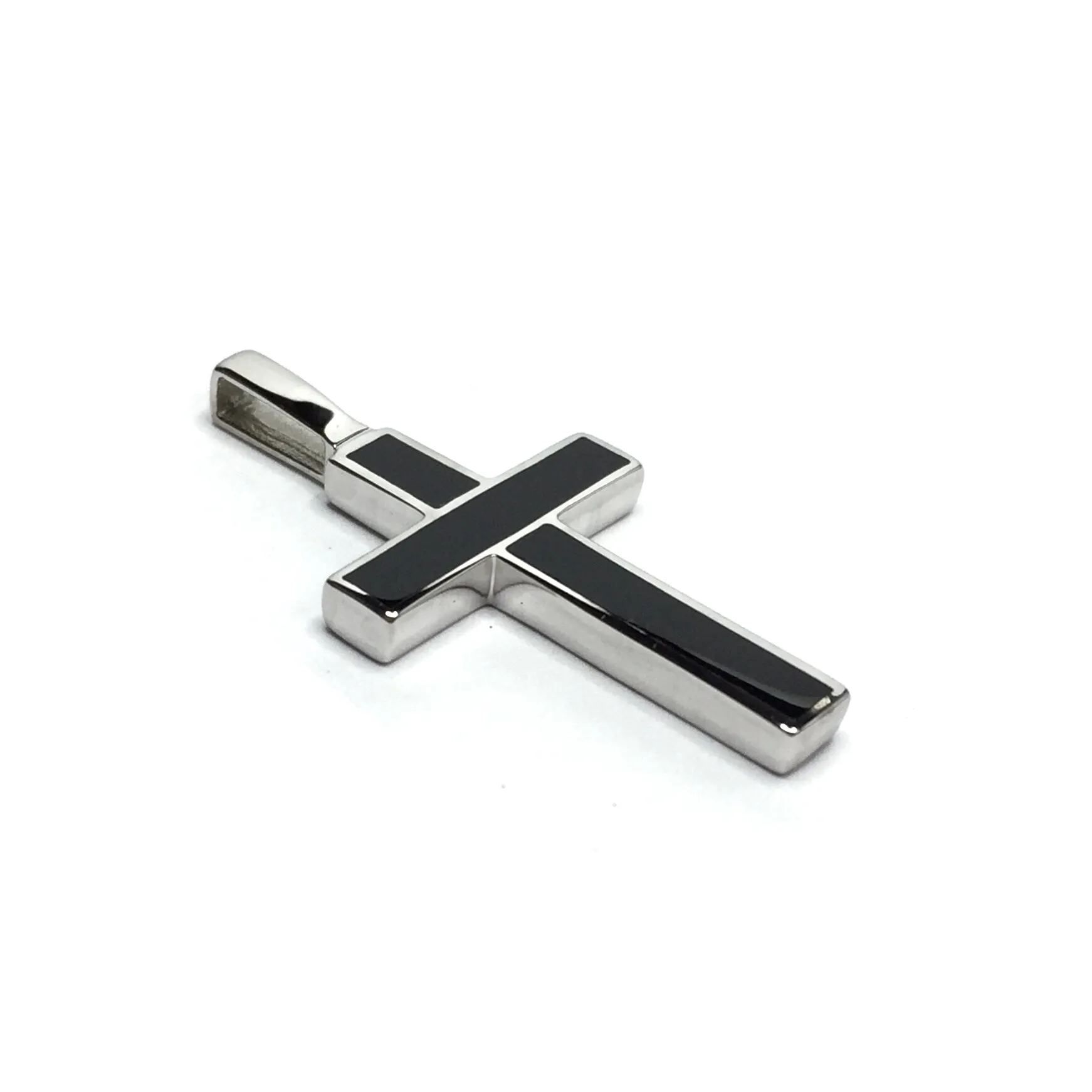 Onyx 3 Section Inlaid Cross Pendant