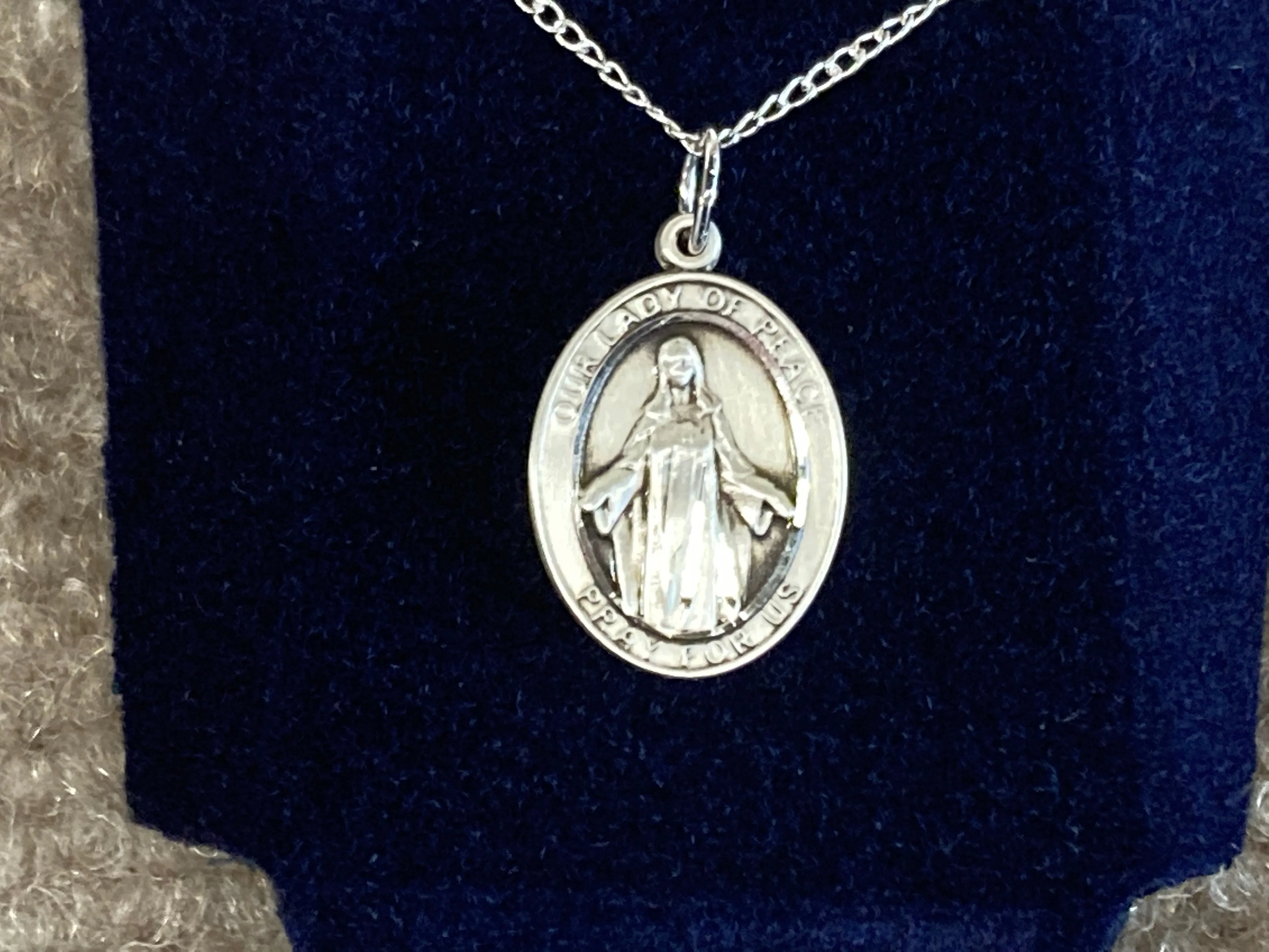 Our Lady Of Peace Silver Pendant And Chain