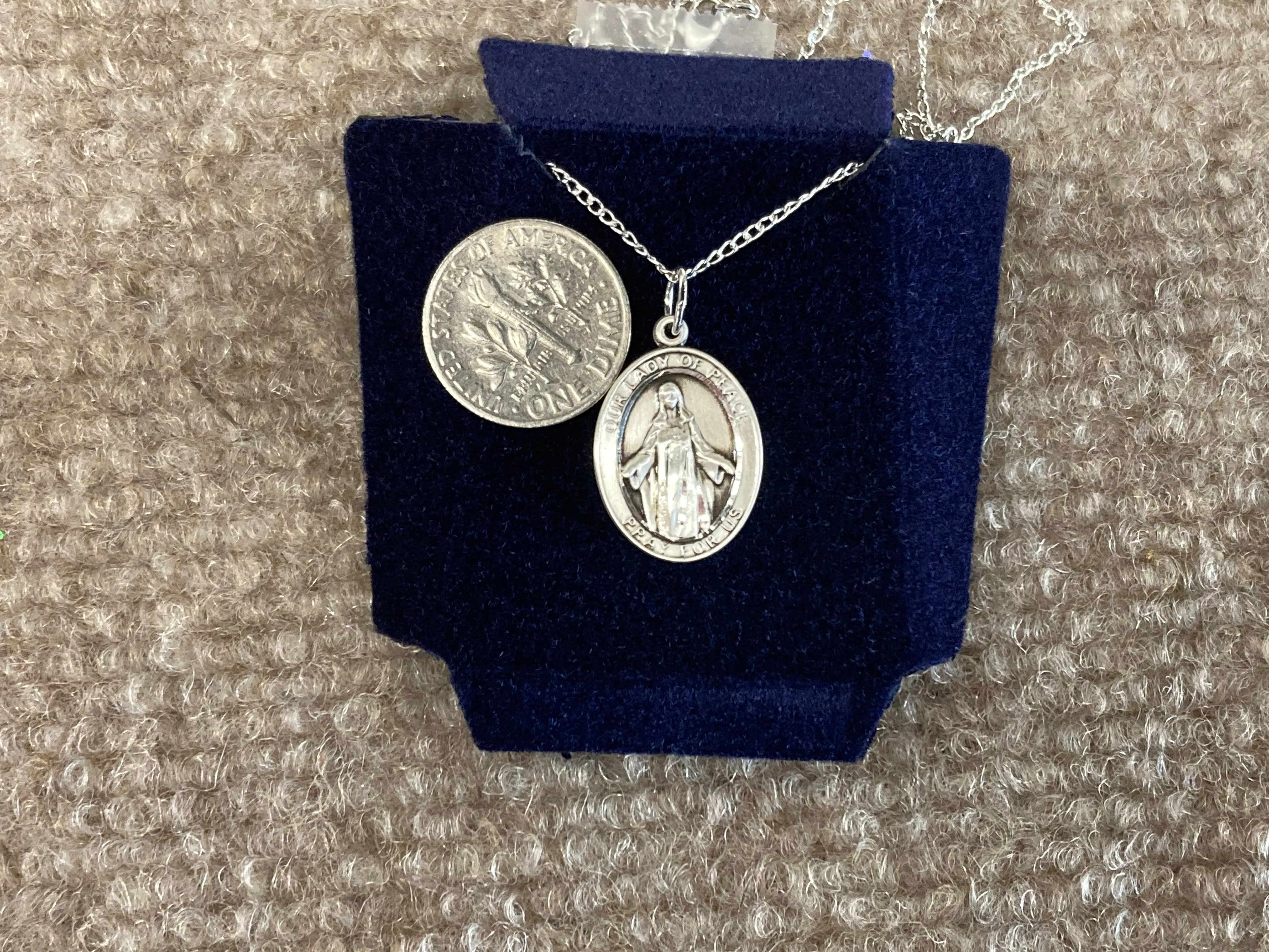 Our Lady Of Peace Silver Pendant And Chain