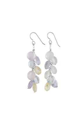 Pastel Boho Earrings, Amethyst, Rose Quartz Long Earrings