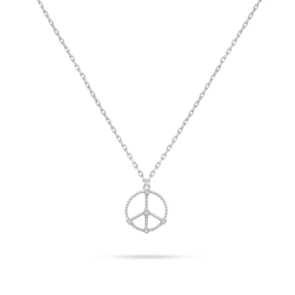 Peace Symbol Round Diamond Pendant