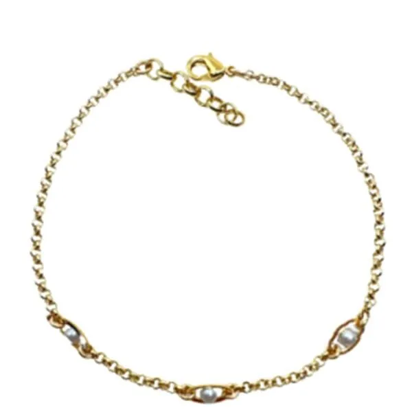 Pearl: Delicate Pearl Links in Gold Fill Chain Bracelet (BCG4380)