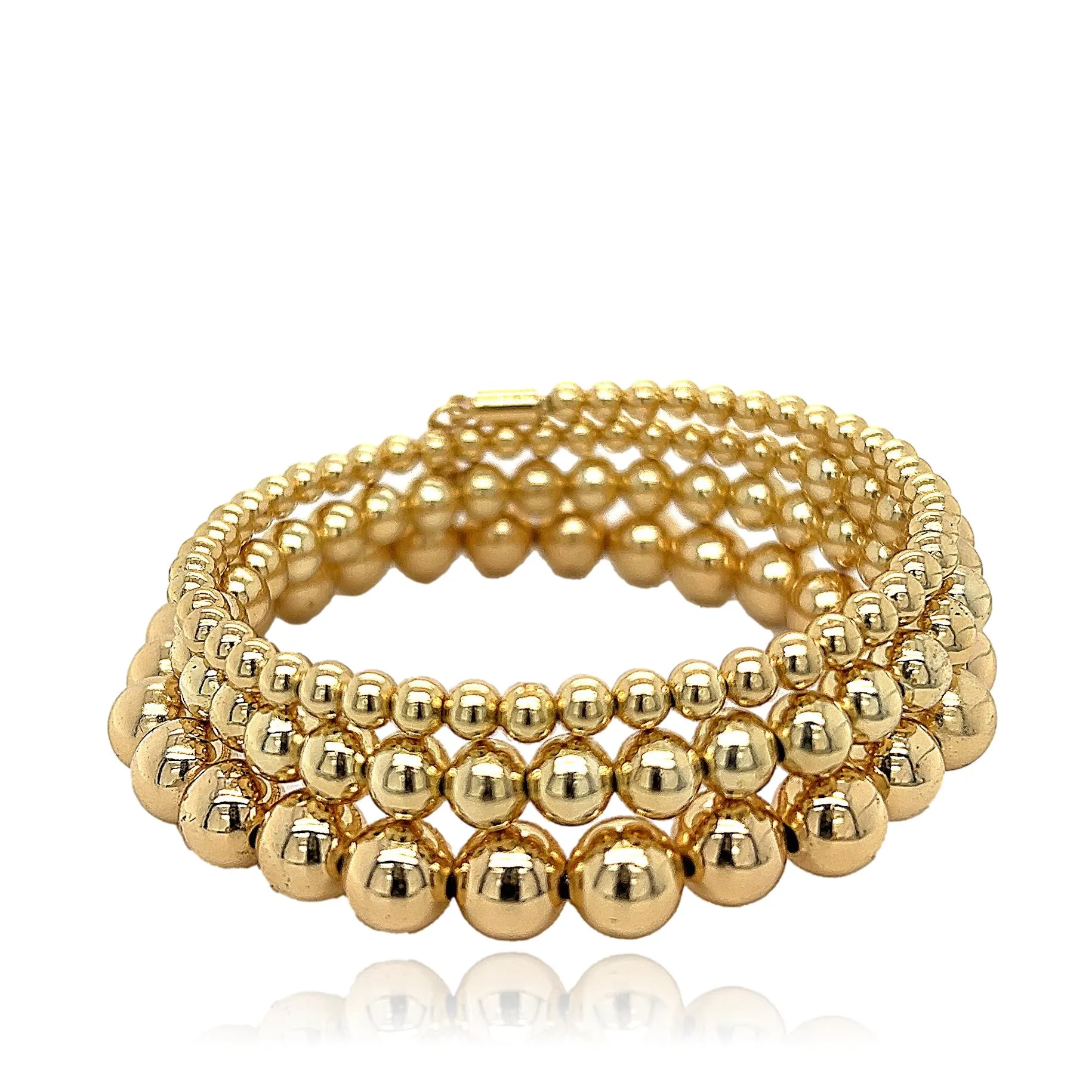 Pelotas Three and Six Turns Gold Bead Bracelet