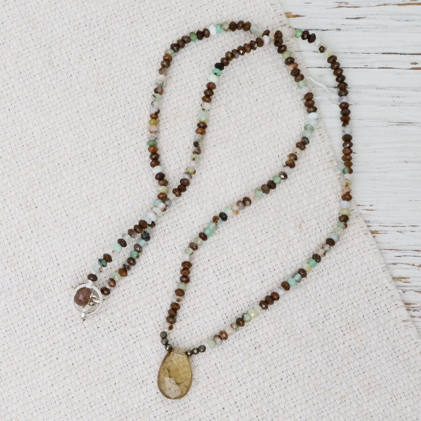 Petite Chrysophase with Citrine Necklace