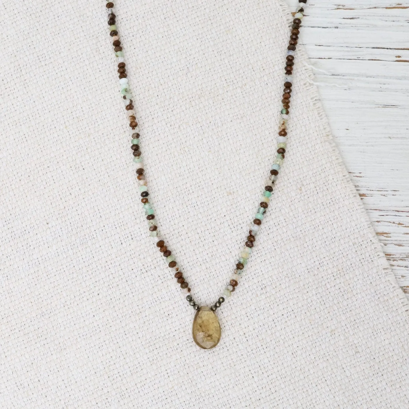 Petite Chrysophase with Citrine Necklace