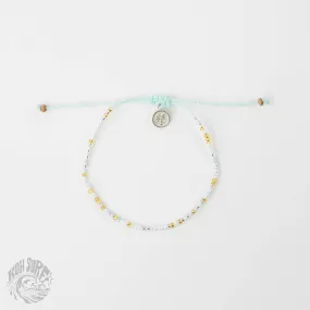 Pineapple Island -  Alila Dainty Beaded Bracelet, Surf Jewelry by Koh Surf: White & Gold