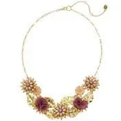 Pink and Gold Floral Statement Necklace