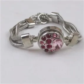 Pink Crystal Multi-stone & Silver Bangle Bracelet