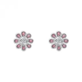 Pink Flower Stud Earrings with Diamond E6432