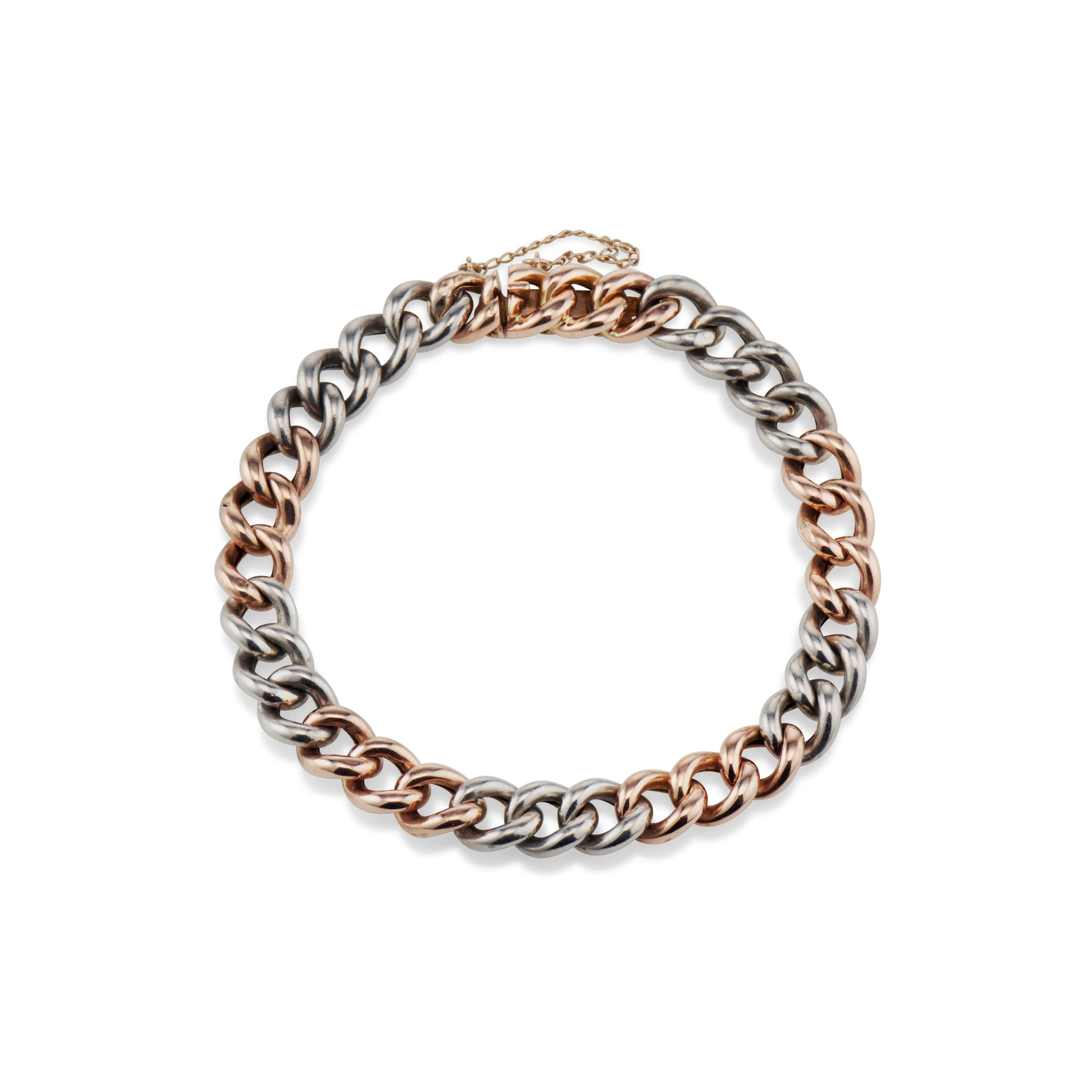 Platinum and Rose Gold Curb Bracelet