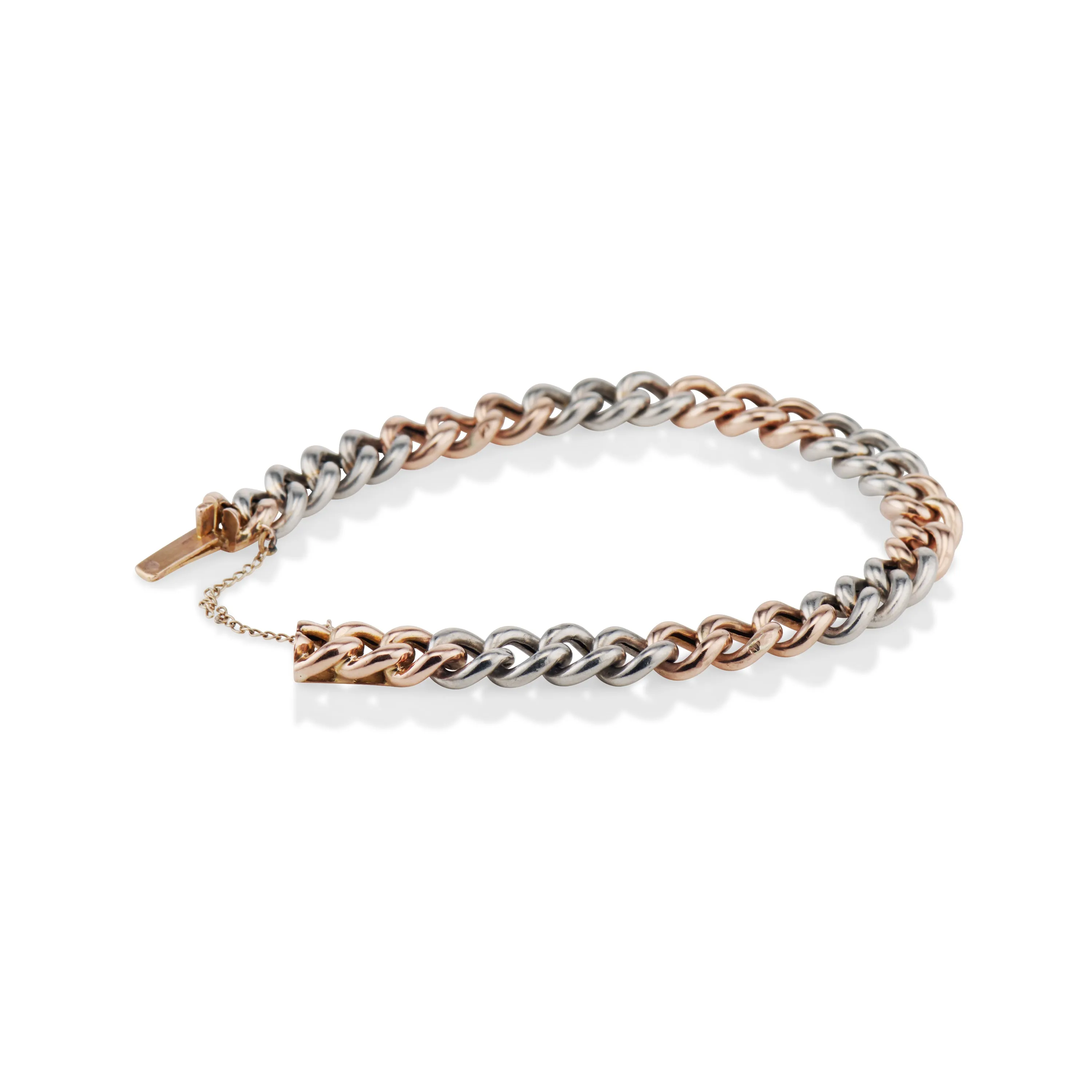 Platinum and Rose Gold Curb Bracelet